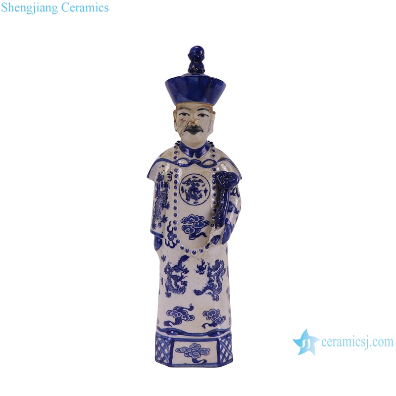 RXAP02 Traditional Chinese Standing emperors Qing Dynasty Porcelain figures statue- one piece