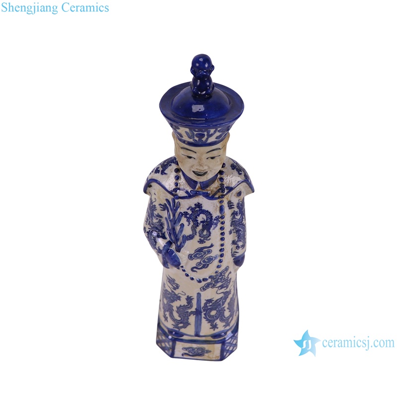 RXAP02 Traditional Chinese Standing emperors Qing Dynasty Porcelain figures statue- vertical view