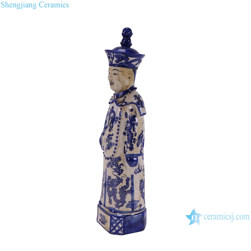 RXAP02 Traditional Chinese Standing emperors Qing Dynasty Porcelain figures statue- side view