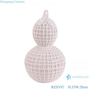 RZSV07 Hollow woven gourd bottle White Porcelain flower vase home decorative