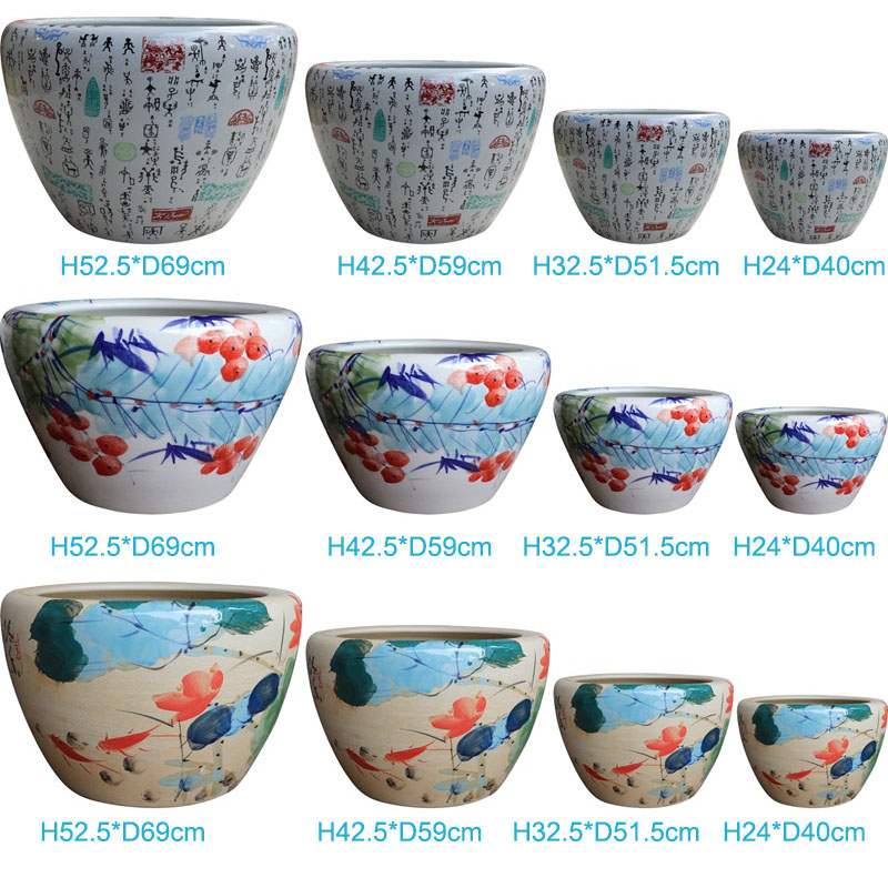 RZUJ04-05-06 four sizes hand painted porcelain flower pot