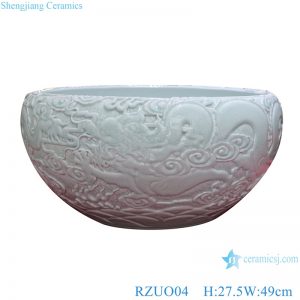 RZUO04 high quality luxury celadon carving dragon pattern big flower pot