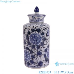 RXBN03 unique blue and white floral pattern porcelain jar for home decoration