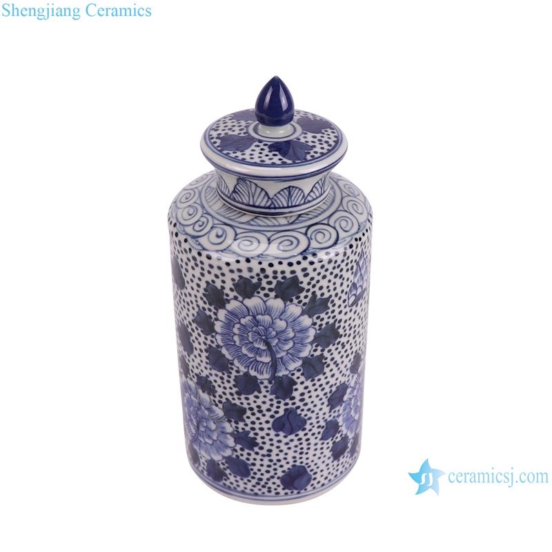 RXBN03 unique blue and white floral pattern porcelain jar for home decoration