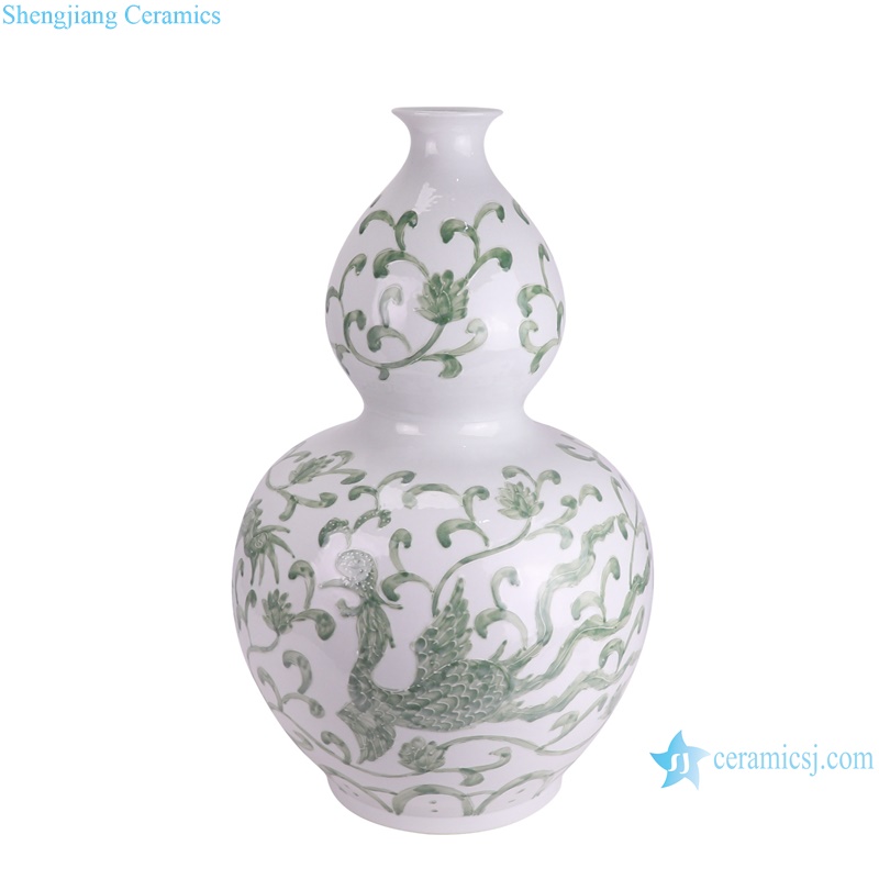RYNQ282 Green gourd bottle with dragon pattern porcelain vase