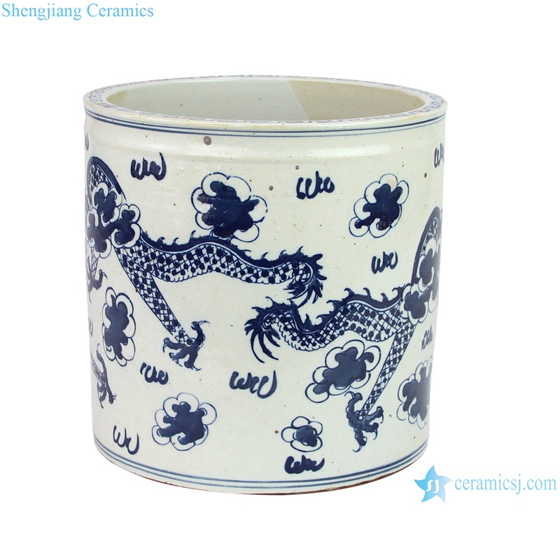 RZKT03-L good quality blue and white dragon pattern pattern cylinder ceramic flower pot