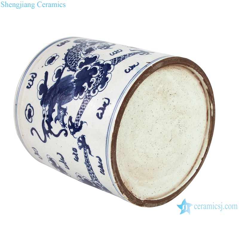 RZKT03-L good quality blue and white dragon pattern pattern cylinder ceramic flower pot
