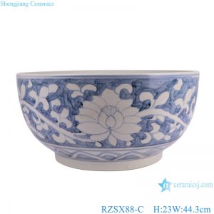 RZSX88-C Blue and White Porcelain Twig Pattern Ceramic big Bowl Flower Pot Garden Planter