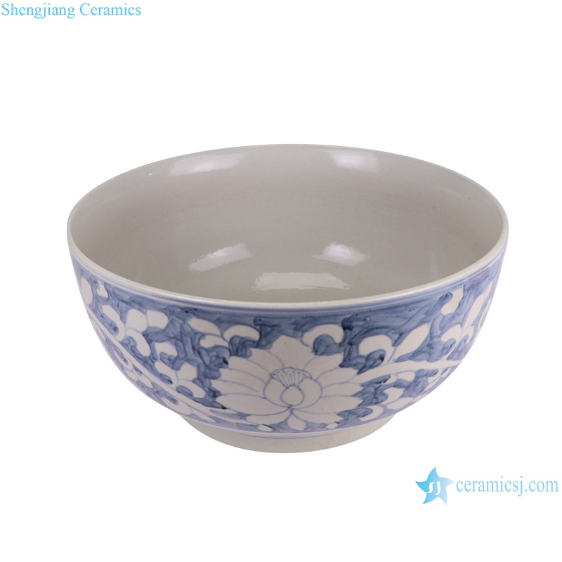 RZSX88-C Blue and White Porcelain Twig Pattern Ceramic big Bowl Flower Pot Garden Planter --vertical view
