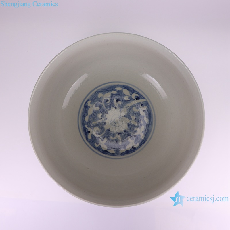 RZSX88-C Blue and White Porcelain Twig Pattern Ceramic big Bowl Flower Pot Garden Planter --top view