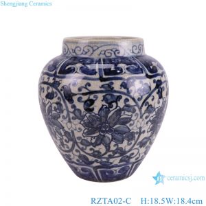 RZTA02-C Antique Split Crackled Lotus Twig Pattern Porcelain Flower Vase Ceramic Flower Pot