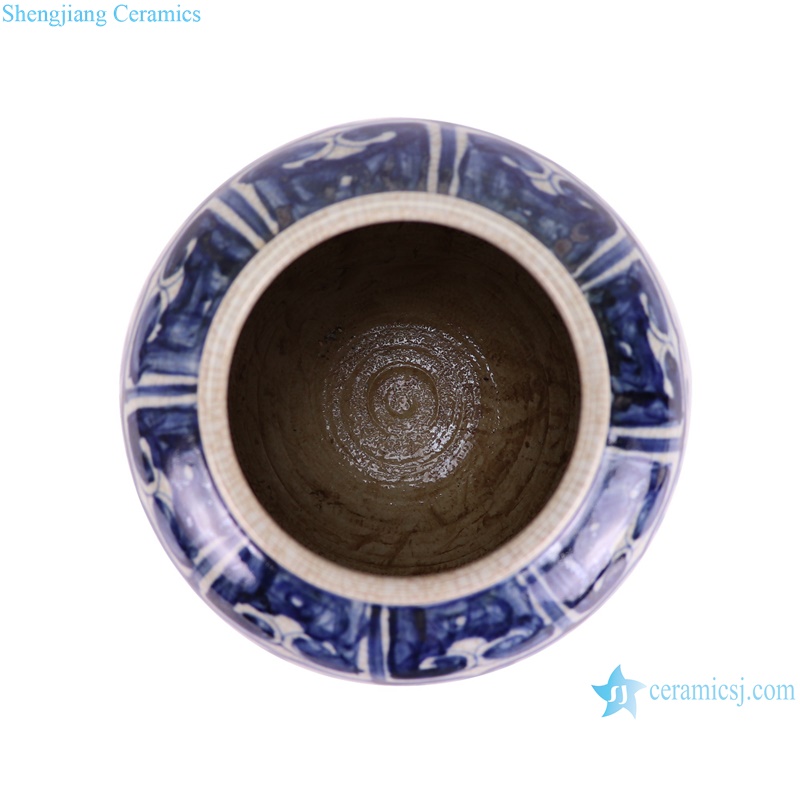 RZTA02-C Antique Split Crackled Lotus Twig Pattern Porcelain Flower Vase Ceramic Flower Pot--top view