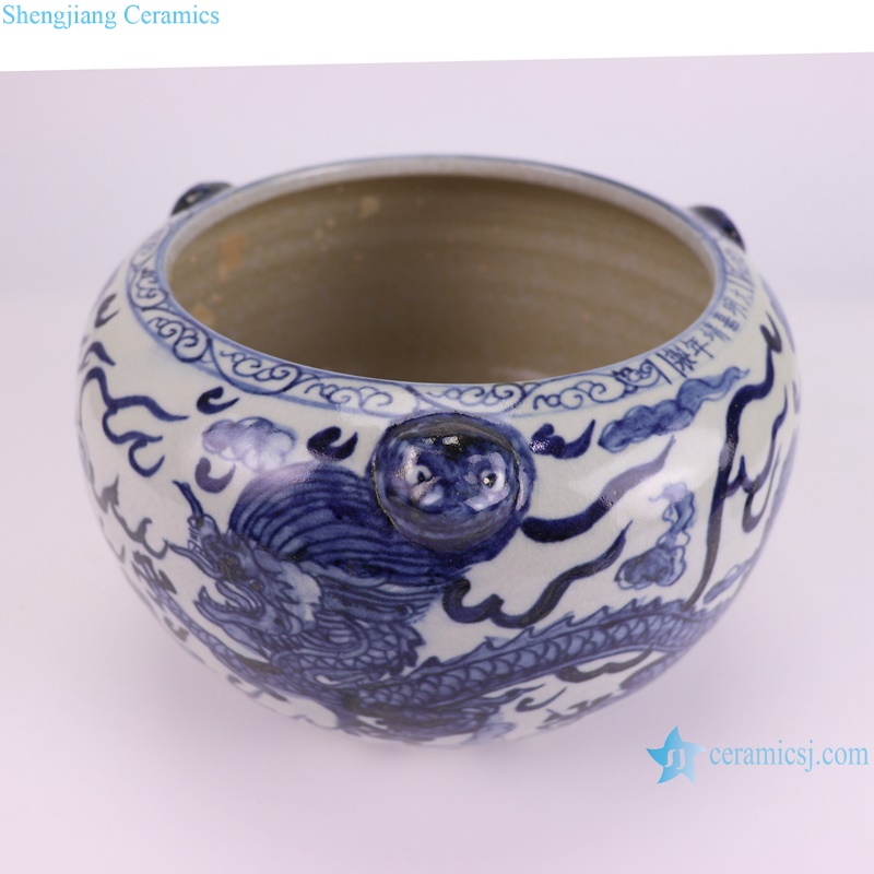 RZTA07-A Jingdezhen Blue and White Porcelain Antique Dragon Pattern Ceramic Bowl --inside view