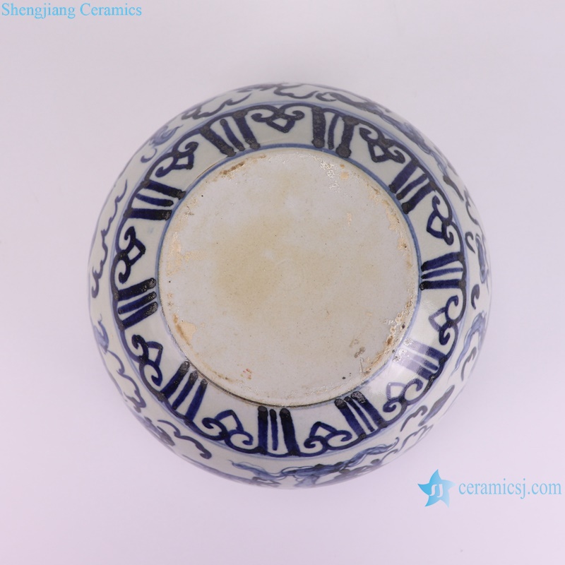 RZTA07-A Jingdezhen Blue and White Porcelain Antique Dragon Pattern Ceramic Bowl --bottom view