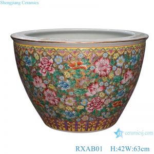 RXAB01 Jingdezhen hand painted famille rose million-flower pattern big ceramic tank large planter