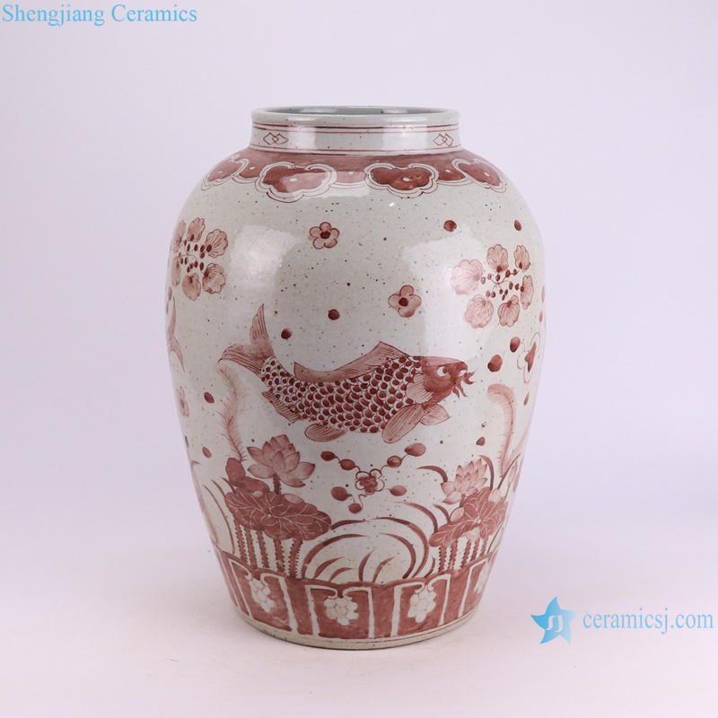 RXBN11-A-B under-glazed red hand painted porcelain big porcelain vase for home decoration