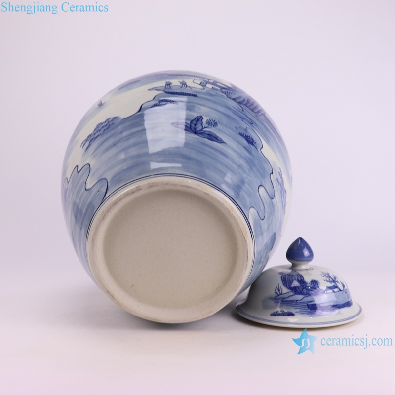 RXBN16-A chinese blue and white hand painted landscape pattern porcelain jar for home decoration
