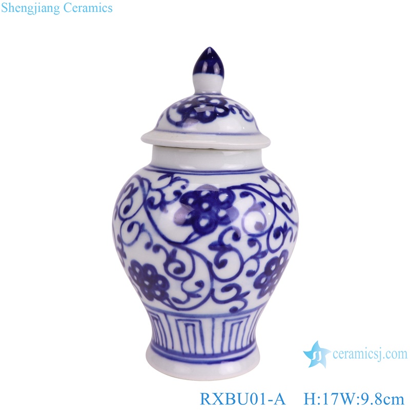 RXBU01-A Blue and white twig pattern small porcelain jars