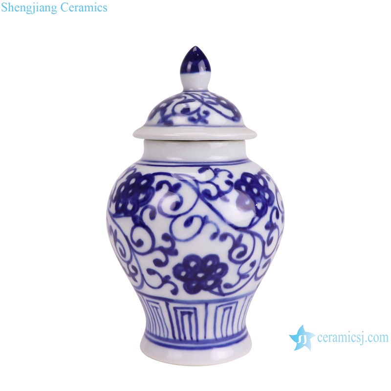 RXBU01-A Blue and white twig pattern small porcelain jars-- side view