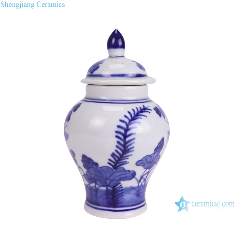 RXBU01-B Blue and white lotus pattern small porcelain jars--side view