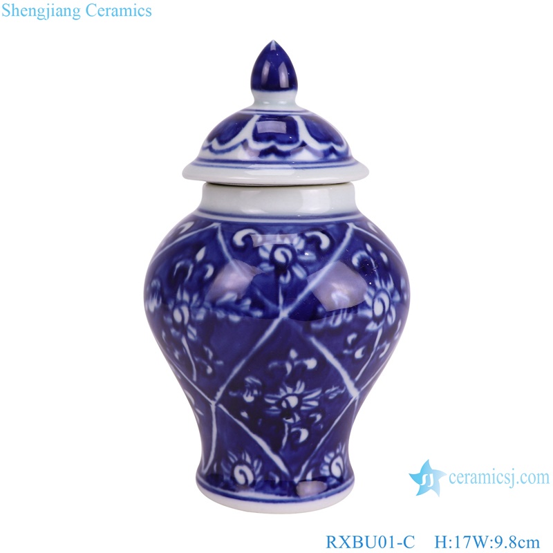 RXBU01-C Blue and white dark blue flower pattern small porcelain jars