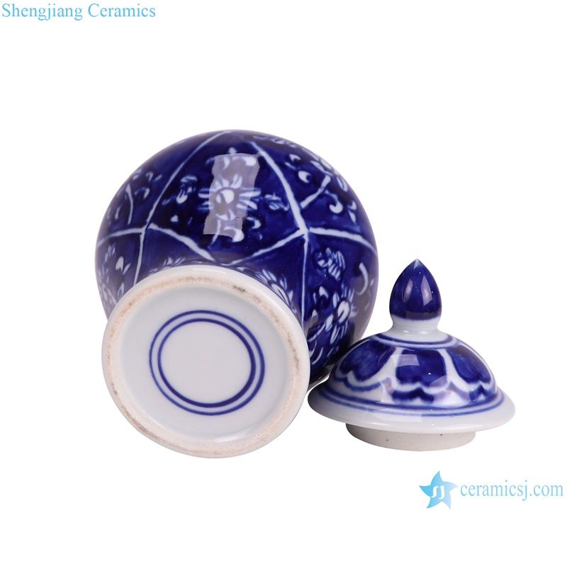 RXBU01-C Blue and white dark blue flower pattern small porcelain jars--bottom view
