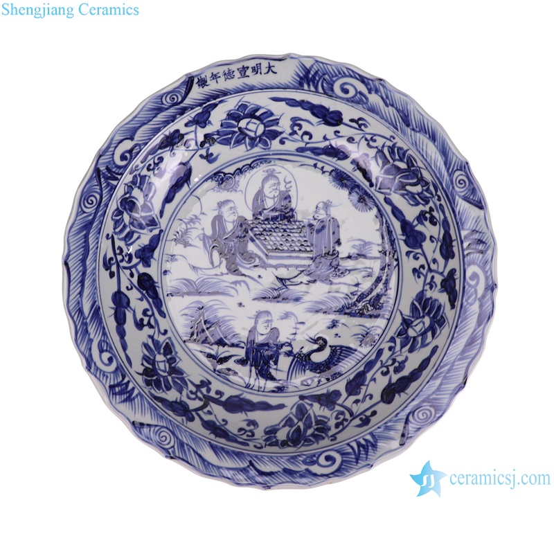 RYVH18-F blue and white dragon round plate -- top view
