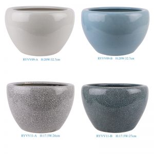 RYVV09-A-B-11-A-B Asia beautiful crackled plain color ceramic planter box