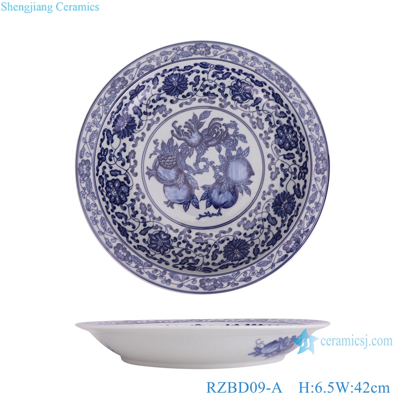 RZBD09-A blue and white pomegranate round plate