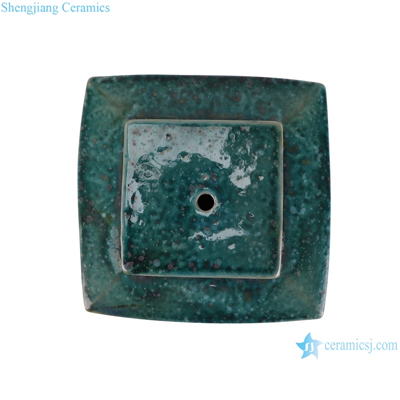 RZSP61-A Jingdezhen green fambe blaze square ceramic jar for table lamp