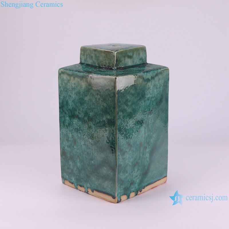 RZSP61-A Jingdezhen green fambe blaze square ceramic jar for table lamp