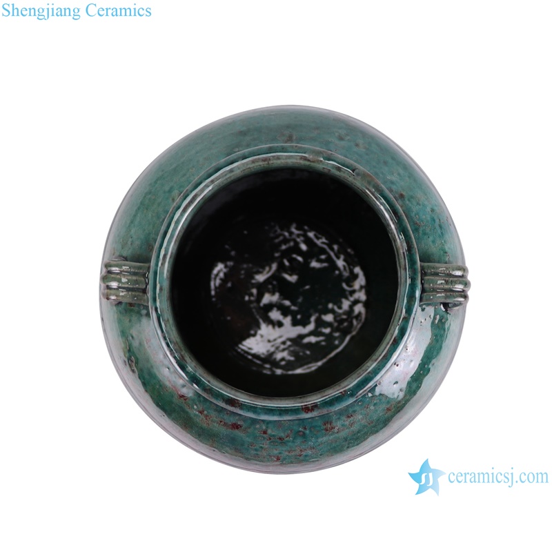 RZSP65-A Jingdezhen green fambe blaze carving stripes pattern porcelain vase for home decoration