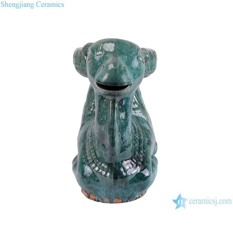 RZSP71-A green ceramic animal head sculpture for home decoration