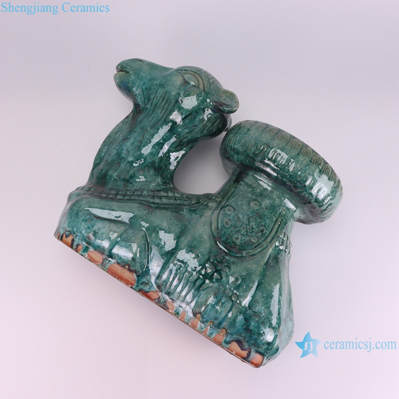 RZSP71-A green ceramic animal head sculpture for home decoration