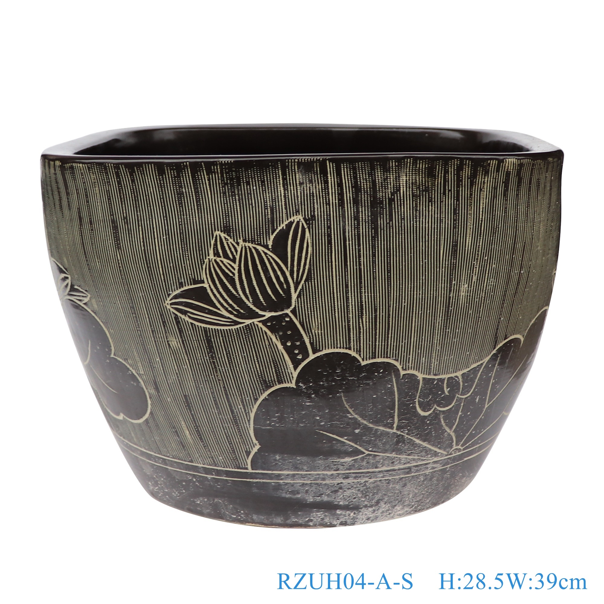 RZUH04-A-L-M-S Unique kiln transmutation black color big size ceramic flower pot