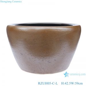 RZUH05-C-L-M-S Antique high quality brown colored glazed fish tank porcelain planter flowerpot