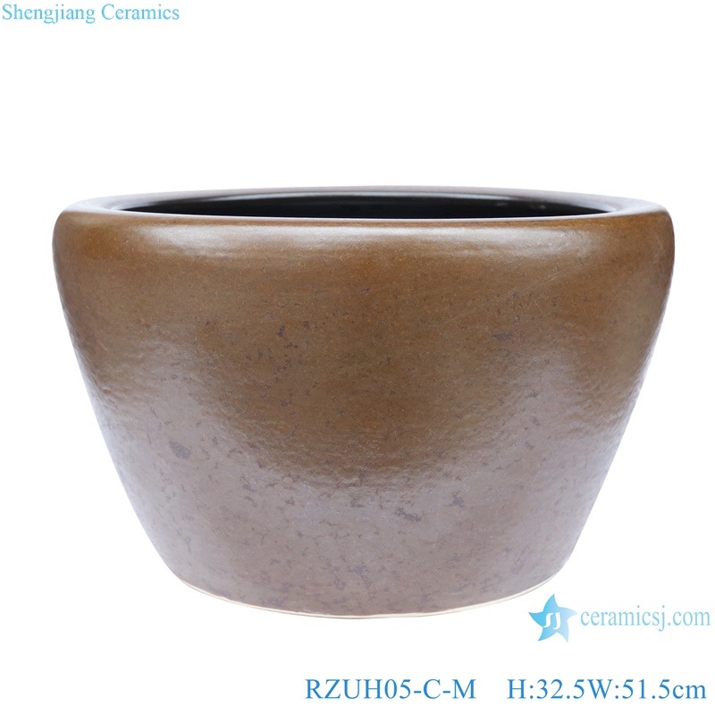RZUH05-C-L-M-S Antique high quality brown colored glazed fish tank porcelain planter flowerpot