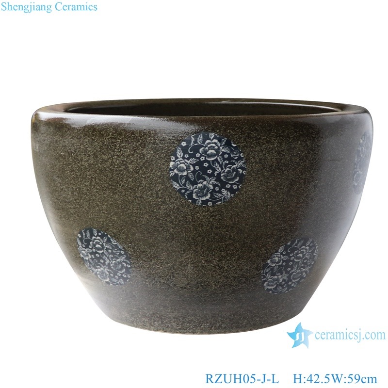 RZUH05-J-L Jingdezhen ceramic blue and white tea powder glaze fish tank courtyard large fish planter pot