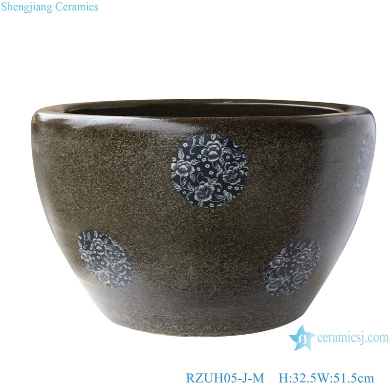RZUH05-J-M Jingdezhen ceramic blue and white tea powder glaze fish tank courtyard large fish planter pot
