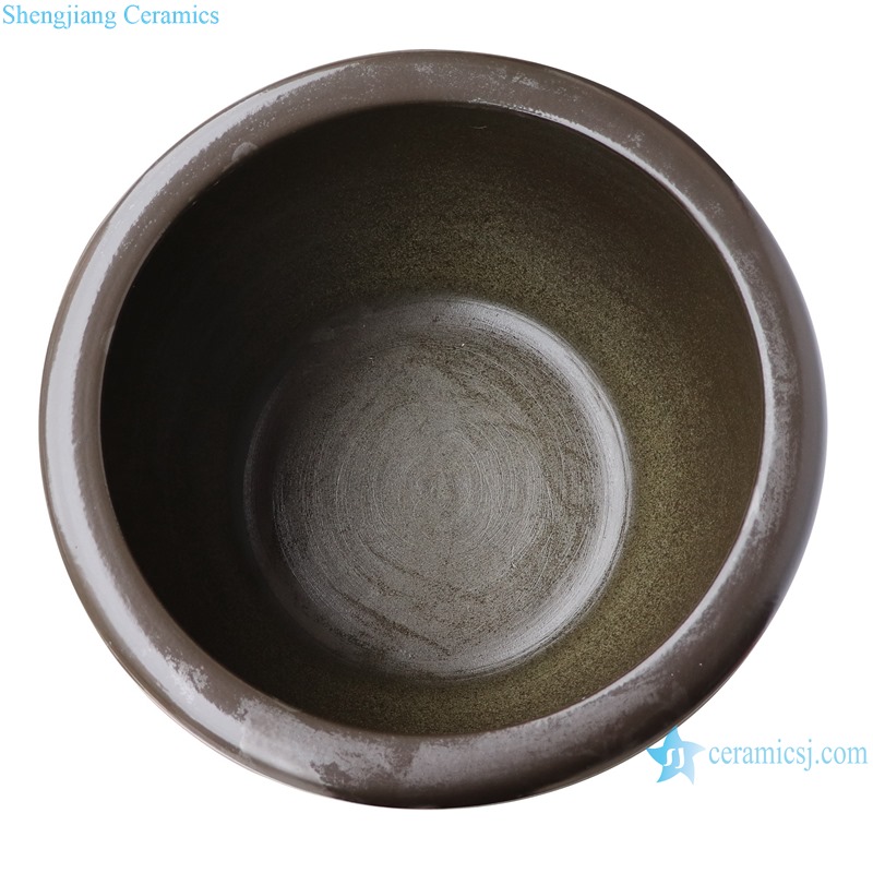 RZUH05-K-L-M-S Antique Jingdezhen ceramic water tank black color carving lotus pattern fish planter pot