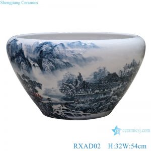 RXAD02 Jingdezhen high quality hand painted landscape pattern large ceramic planter