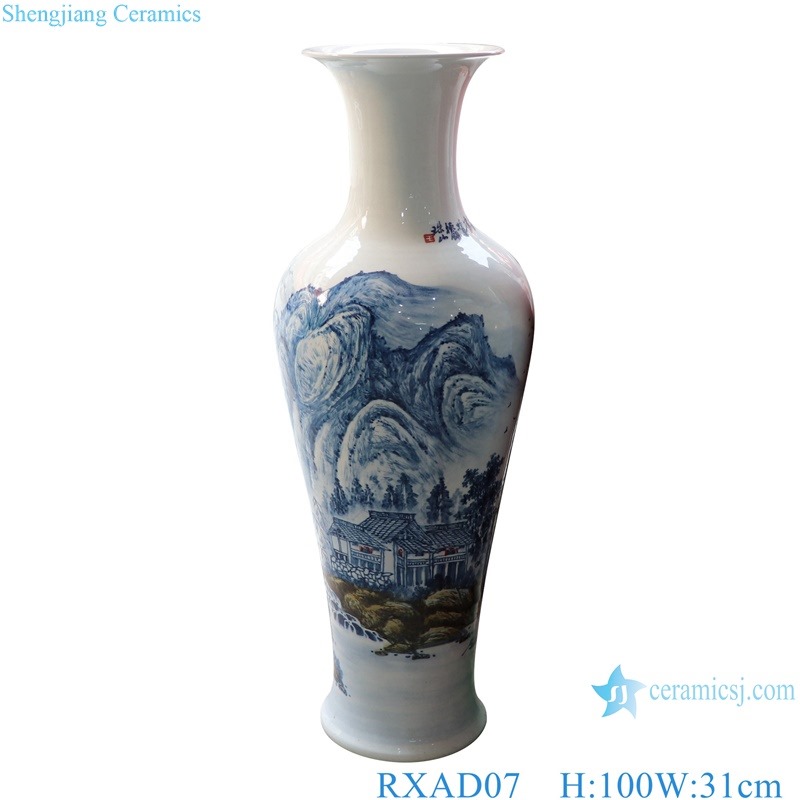 39 inch 3feet Jingdezhen high quality hand painted landscape pattern ceramic floor vase