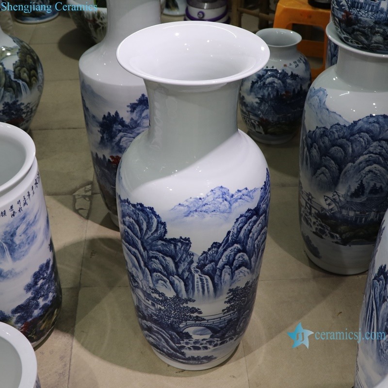 35inch 2.7feet Jingdezhen high quality hand painted landscape pattern ceramic floor vase