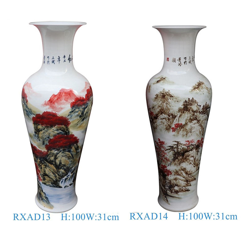 RXAD13-14 39inch 3feet Jingdezhen high quality hand painted landscape pattern floor standing vase