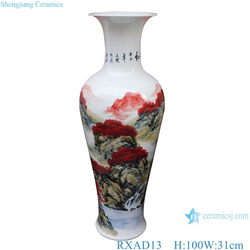 RXAD13 39inch 3feet Jingdezhen high quality hand painted landscape pattern floor standing vase