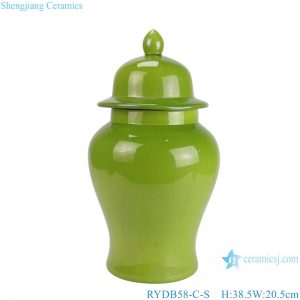 RYDB58-C-S Ceramic Green ginger jar with Lid Solid Color glazed Chinese Decorative ginger jar vase