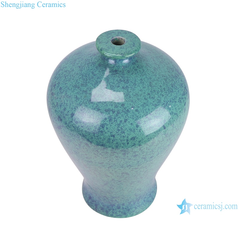 RYDB61-A Blue Glazed Kiln transmutation Plum Bottle Ceramic bedside table lamp--vertical view