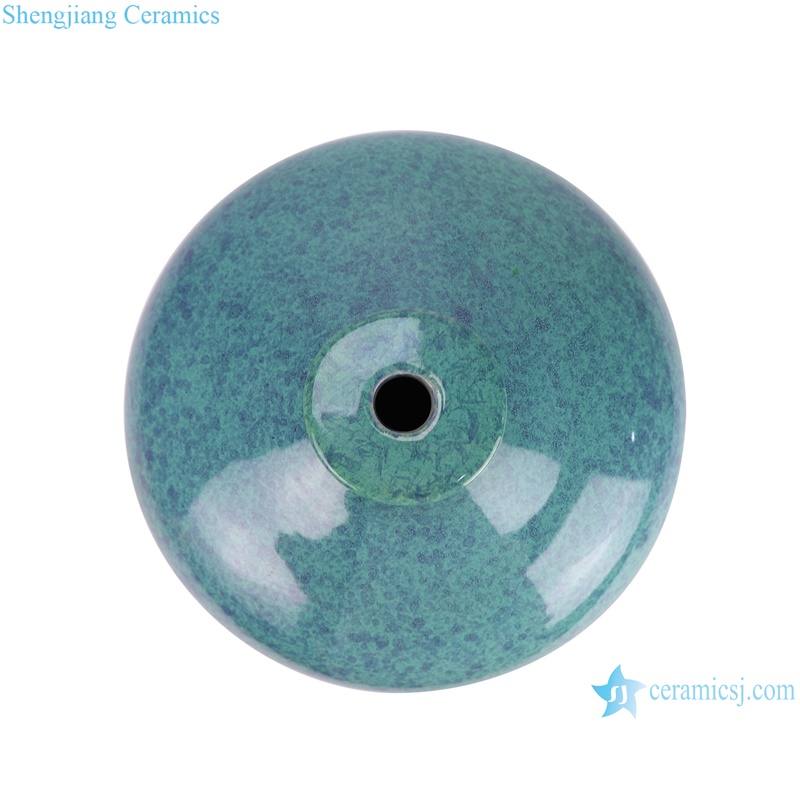 RYDB61-A Blue Glazed Kiln transmutation Plum Bottle Ceramic bedside table lamp--top view