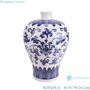 RZFQ38-A Chinese blue and white porcelain flower Prunus vase with Lotus Twisted Flower Pattern