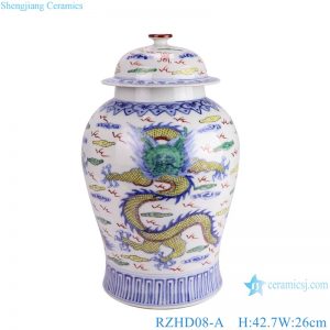RZHD08-A Doucai antique high quality hand painted dragon pattern temple jar